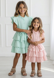 Sweet Ruffle Tie Dress - mint of zalm