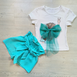 Girly tule & bow set - aqua