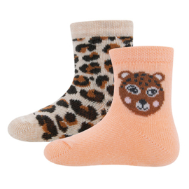 Leopard & Peach socks 2-pack