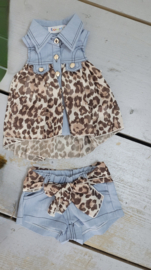 Baby denim & satin set - leopard