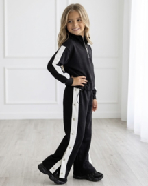 Buttoned striped tracksuit - zwart