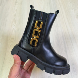 Golden chain boots - Black