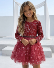 Enchanted Flower Sequin Dress - rood