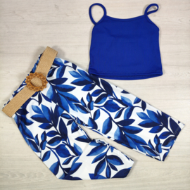 Tropical Leaf Belted Set - blauw