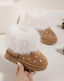 Snowy heart boots - camel