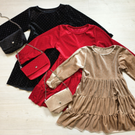 Velvet bling dress & bag (3 kleuren)
