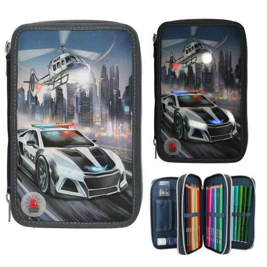 Monster Cars 3-vaks etui LED politieauto