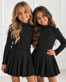 Some Glitter Pleated Skirt - zwart