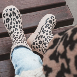 Beige Leopard Rain boots
