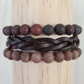 Braided & Stone bracelet - Brown