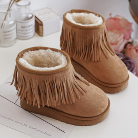 Camel fringe winter boots