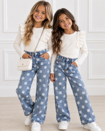 Girls Polka Dot Wide Leg Jeans
