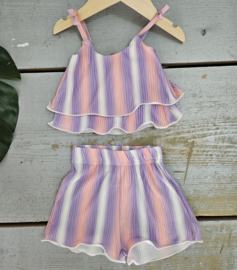 Baby pleated striped set - paars
