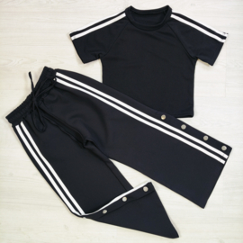 Sporty Stripe Girls Set - zwart