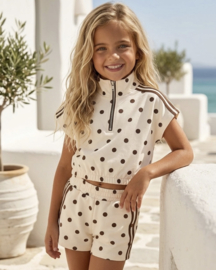 Polka sporty chic set - bruin/beige