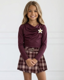 Bloom Plaid Skort Set - bordeaux