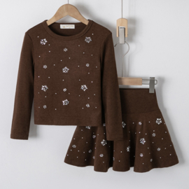 Diamond Bloom Skirt Set - bruin 