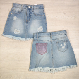 Girls Bling Denim Skirt - roze