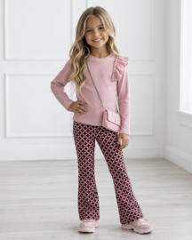 Retro Bloom Flared Pants - bruin/roze