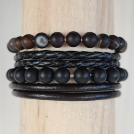 Leather & Stone bracelet - Black
