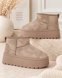 Cozy Platform Boots - beige/khaki