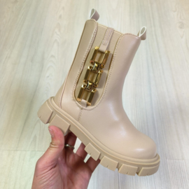 Golden chain boots - Beige