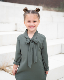 Army green bow dress