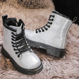 Silver glitter boots