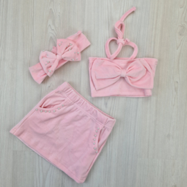 Strapless velvet set - pink