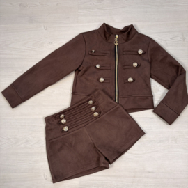 Beat It Velvet Skort Set - bruin