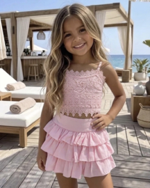 Lace & Ruffle Girls Set - roze