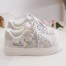 Follow the rainbow glitters sneakers met klittenband