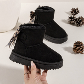 Cozy bow boots - black/leo (verzenddatum 30 okt)