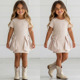 Soft Glam Bow Dress - beige