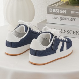 Striped fashion sneakers (met klittenband) - blauw