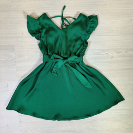Green silky dress