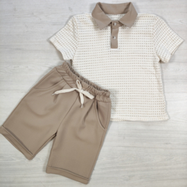 Waffle Polo Summer Set - beige