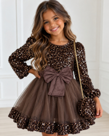 Twinkle Bow Party Dress - bruin