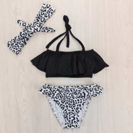 Leopard bikini & Headband - White X1