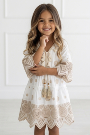 Beige Lace Boho Dress - wit