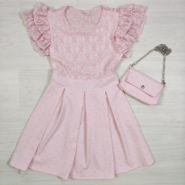 Glitter Bloom Party Dress- roze