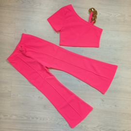 Chained flared set - neon roze