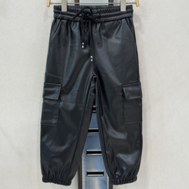 Leather cargo pants - black