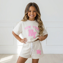 Pink Urban NY Crop Set - beige