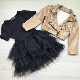 Tule dress & Leather jacket set