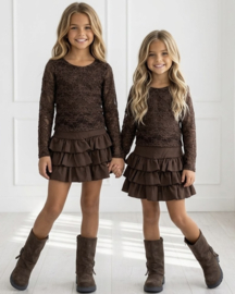 Lace top & layered skort set - bruin