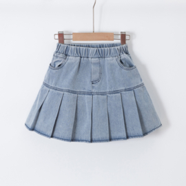 Denim Pleated Skirt