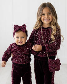 Twinkle velvet set + bag - bordeaux