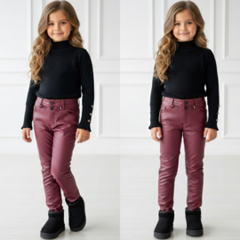 Shine Rebel Coated Pants - Burgundy