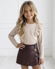 Luxe Leatherlook Skort - bordeaux